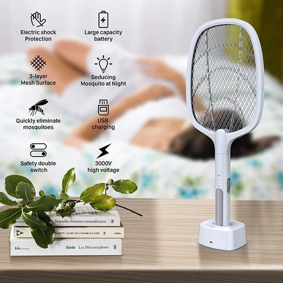 2 in 1 Electric Mosquito Swatter Mosquito Racket and Zapper Racket + charging Stand - Image 5