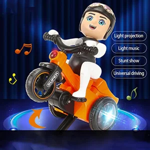 360 Degree Rotating Spot Stunt Tricycle Dancing Motorcycle Toy with Flashing Light & Sound Musical Bicycle Toys for Kids