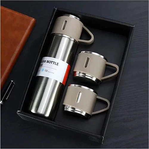 500Ml Bullet Thermos Bottle Set Double-Layer Stainless Steel Vacuum Flask Travel Water Bottle Business Tea Cup White - Image 2