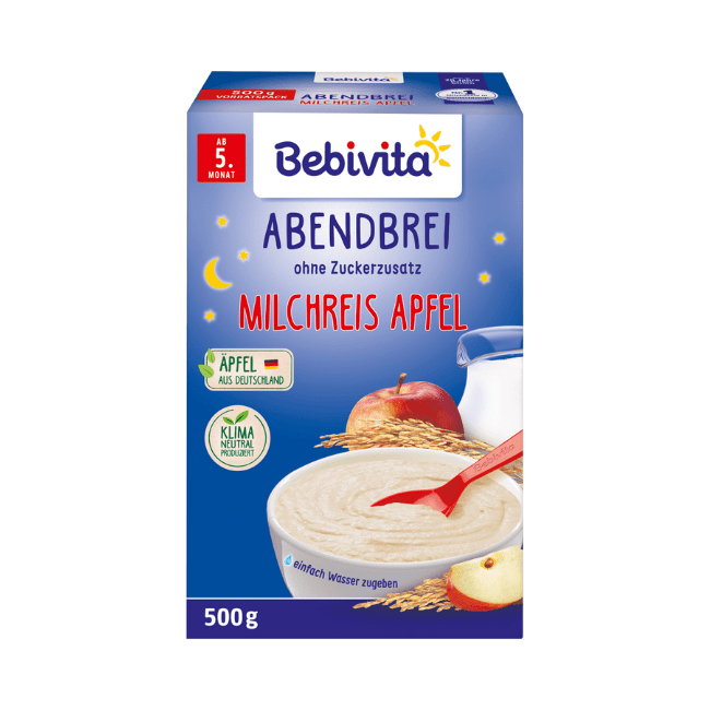 Bebivita Abendbrei Milch Milchreis mit Apfel ab dem 5. Monat 500 g