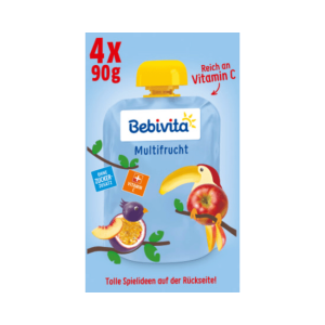 Bebivita Quetschie Kinderspass Multifrucht ab 1 Jahr (4×90 g) 360 g