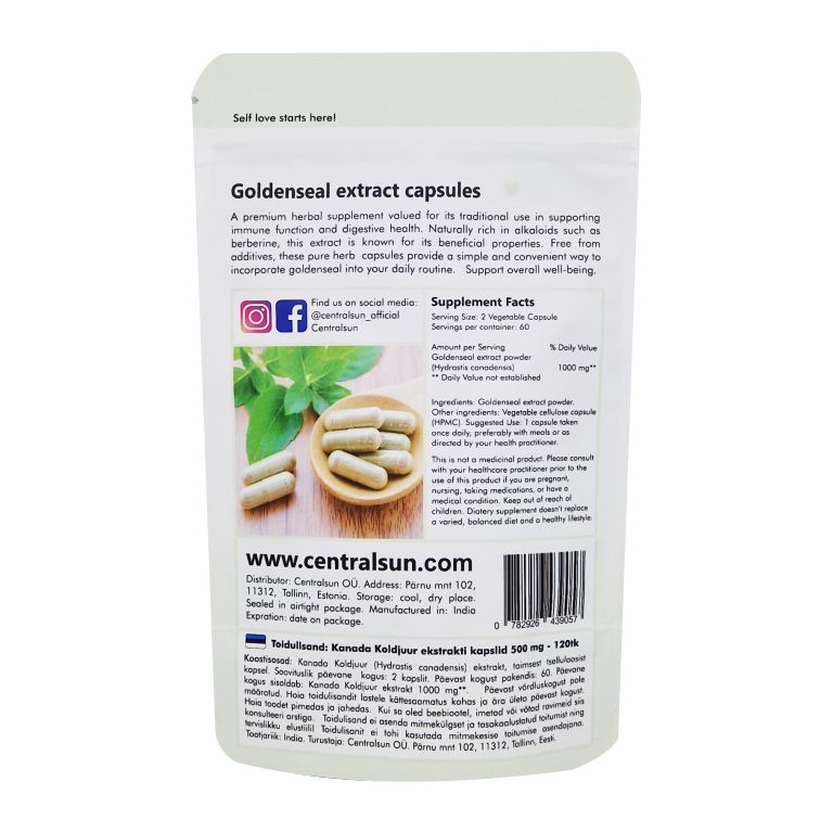 Goldenseal Extract Capsules 500mg β 120 pcs - Image 3