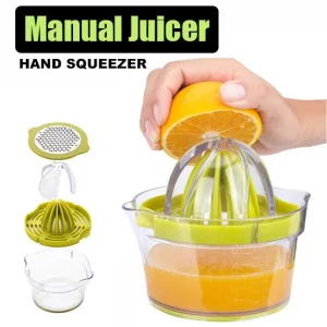 Manual Juicer Citrus Lemon Orange Hand Squeezer with Built-in Measuring Cup and Grater