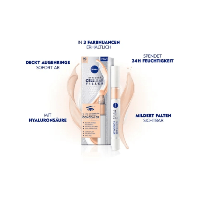 NIVEA Concealer Augenpflege 3in1 Hyaluron Cellular Filler, Mittel, 4 ml - Image 4