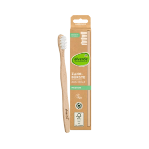 alverde NATURKOSMETIK Zahnbürste aus Holz medium 1 St