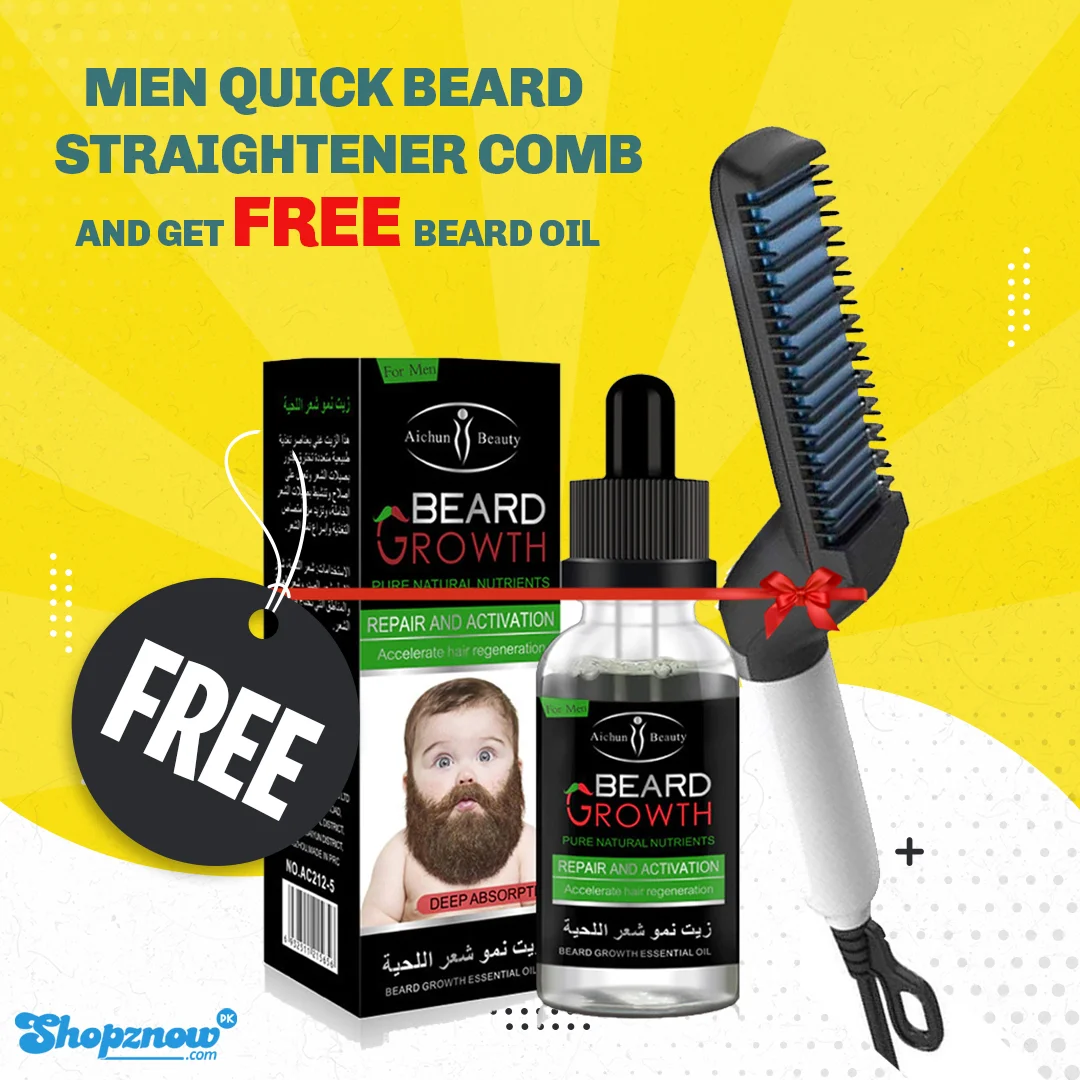 Men Quick Beard Straightener Comb Multi-functional Hair Curling Curler Electric Hair Styler - Image 2