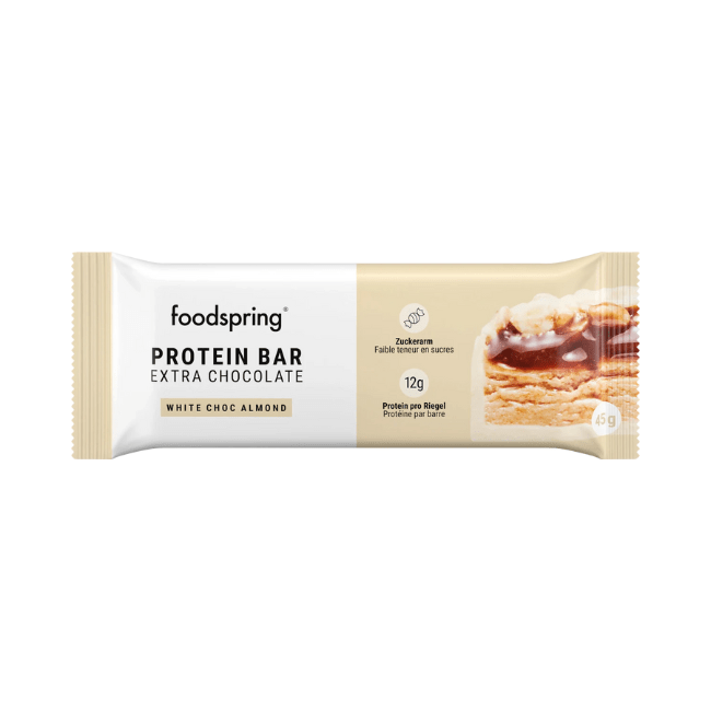 foodspring Proteinriegel Extra Chocolate, White Choc Almond 45 g