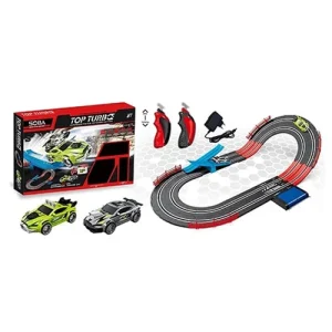 Electric High Speed Slot Car Race Track With Light Toy For Kids